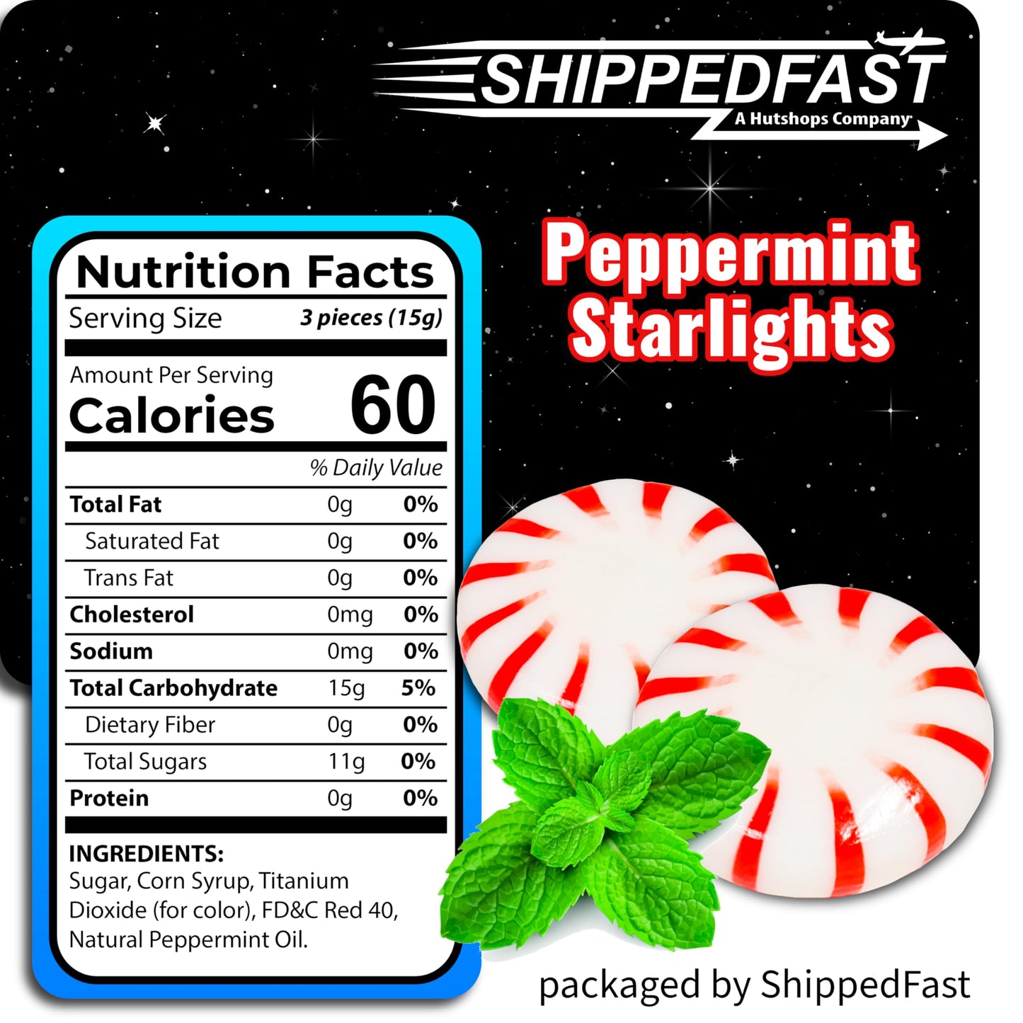 Shippedfast Peppermint Starlights Candy Mints, Real Peppermint Oil, Bulk Bag, 5 lb Hard Candy