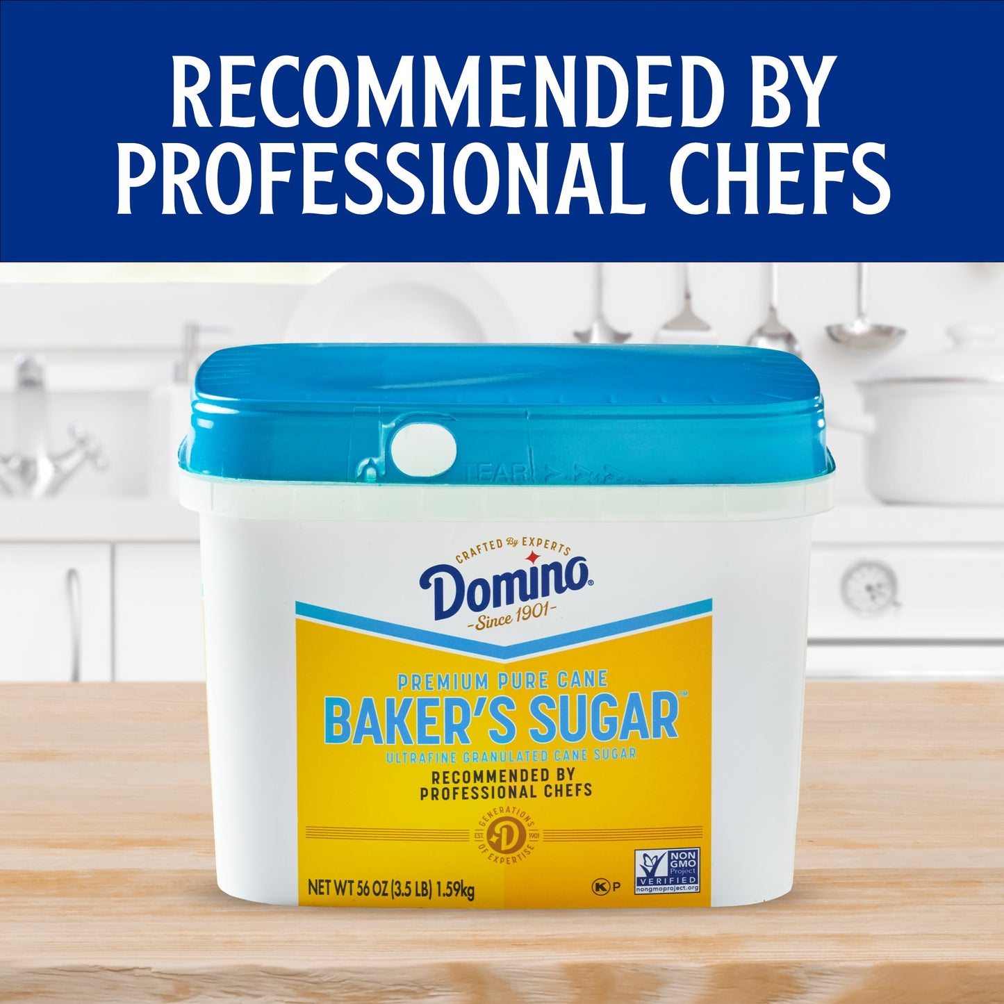 Domino Ultrafine Granulated Bakers Sugar, 3.5 lb Easy Baking Tub, Pack of 2