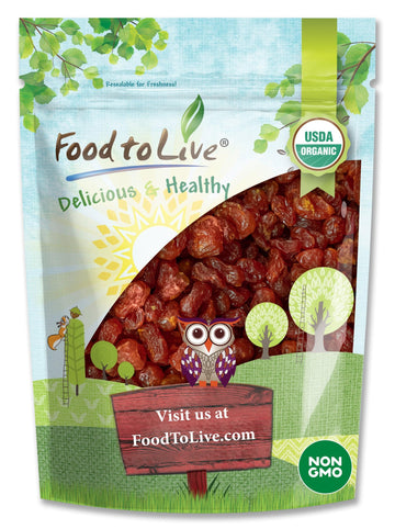 Organic Dried Sour Cherries, 8 Ounces - Lightly Sweetened, Pitted, Non-GMO, Unsulfured, Sour, Bulk