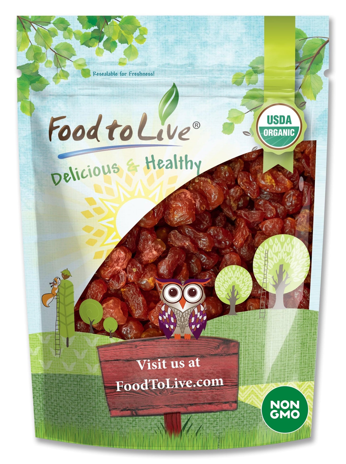 Organic Dried Sour Cherries, 2 Pounds - Lightly Sweetened, Pitted, Non-GMO, Unsulfured, Sour, Bulk