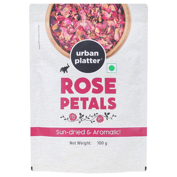 Urban Platter Sun Dried Rose Petals | 3.53 Oz/100g | Edible Gulab Patti | Natural & Pure Aromatic Flower Petals | Used in Herbal Tea, Baking, Desserts, Rose Water & Crafting