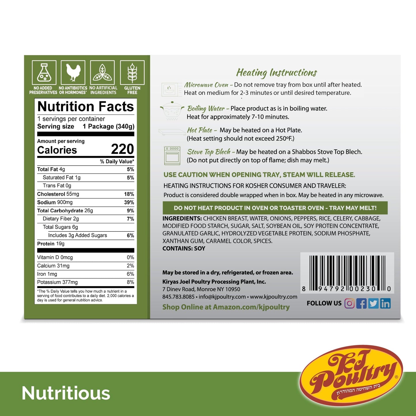 KJ Poultry Kosher Ready Meals - Chicken Chow Mein, MRE Meat Meals Ready to Eat, Gluten Free, Halal, (3 Pack) Prepared Entree Ful