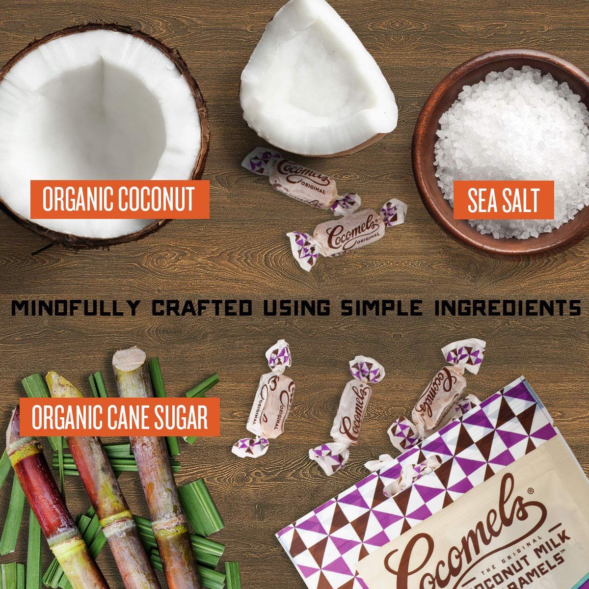 Cocomels Coconut Milk Caramels, Original Flavor, Organic, Dairy Free, Vegan, Gluten Free, Non-Gmo, No High Fructose Corn Syrup, Kosher, Plant Based, Individually Wrapped Candy, (1 Pack)