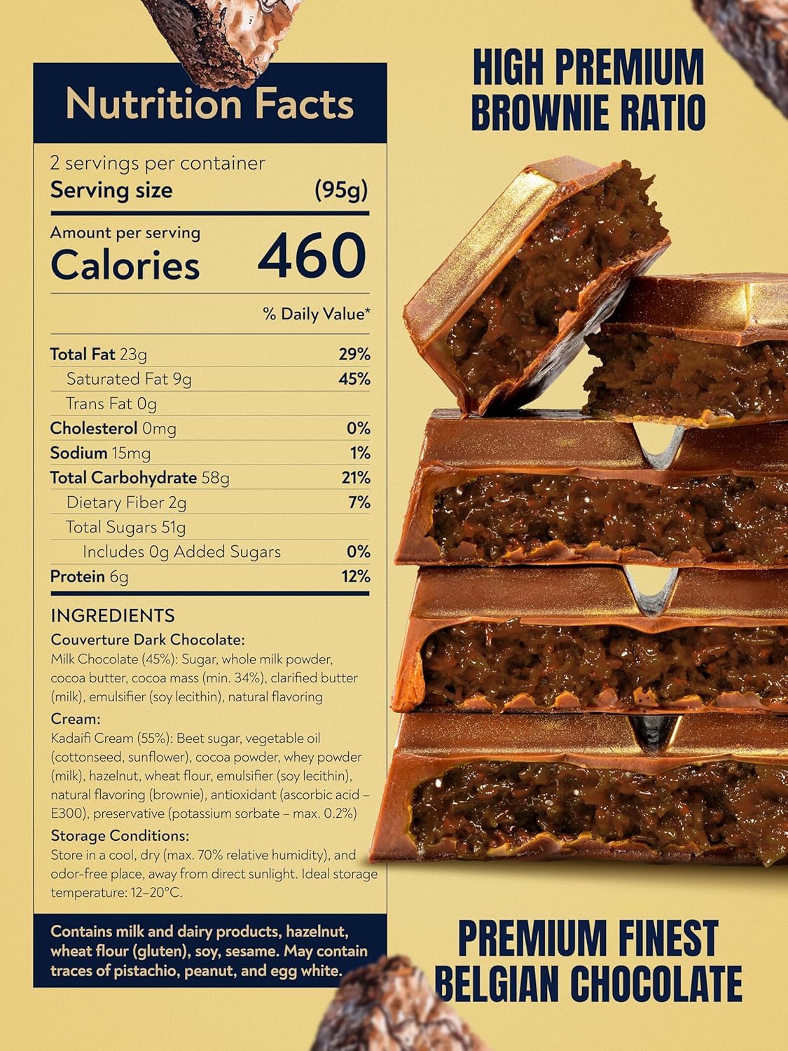 Barbee Dubai Chocolate Bar With Brownie And Cruncy Kadaifi | No Palm Oil | No Artificial Colors | Milk Chocolate - Brownie 7 Oz (200G)