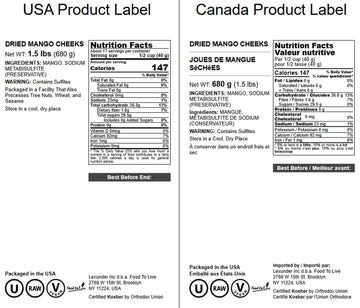 Food to Live Dried Mango Cheeks - Premium Quality, Unsweetened, 1.5 Pound, Gluten-Free, Raw Vegan Snack