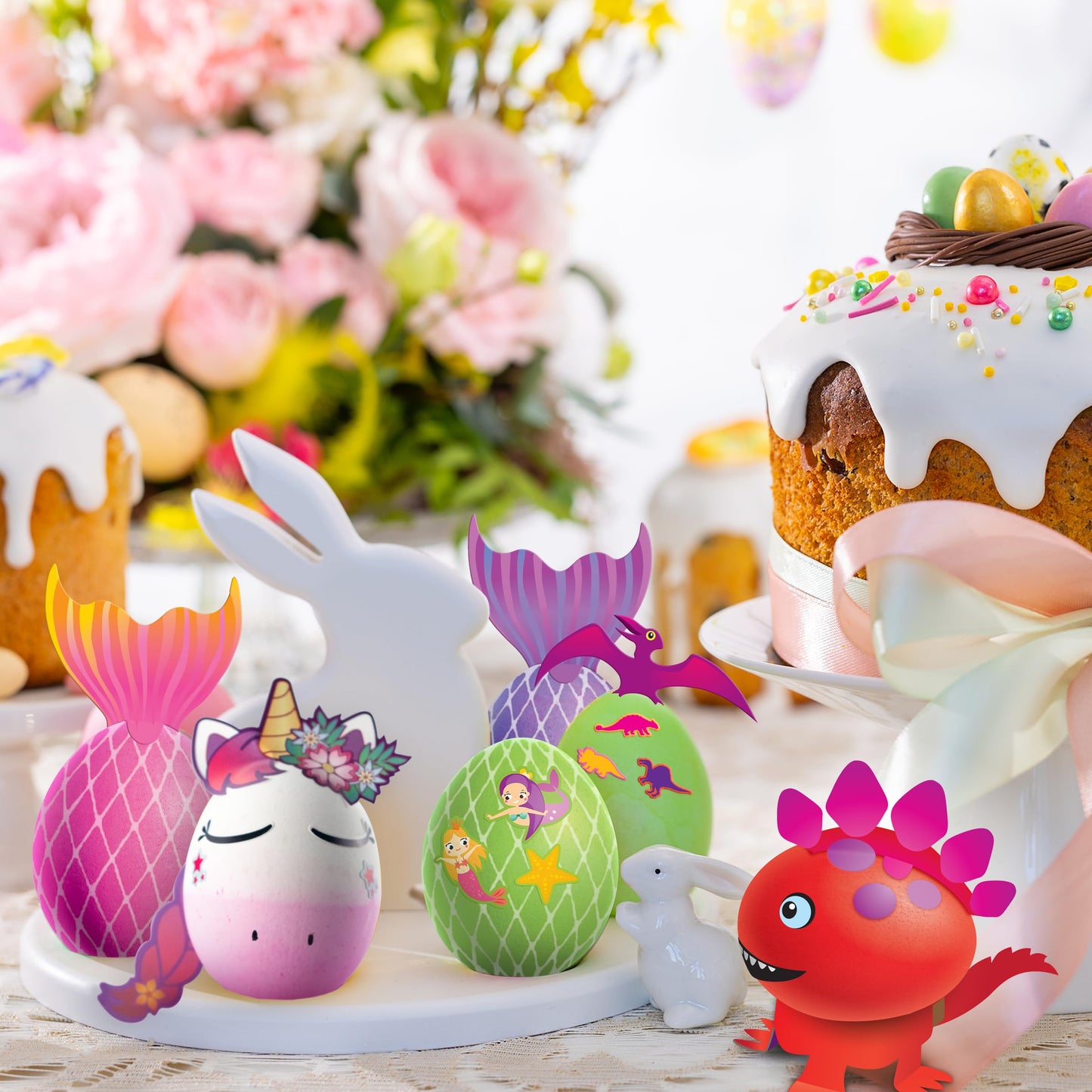 Paas Easter Egg Decorating Kit, Includes 1 Unicorn Egg Dying Kit, 1 Loveable Llamas Egg Dying Kit, 1 Dino Decorating Kit Whisker