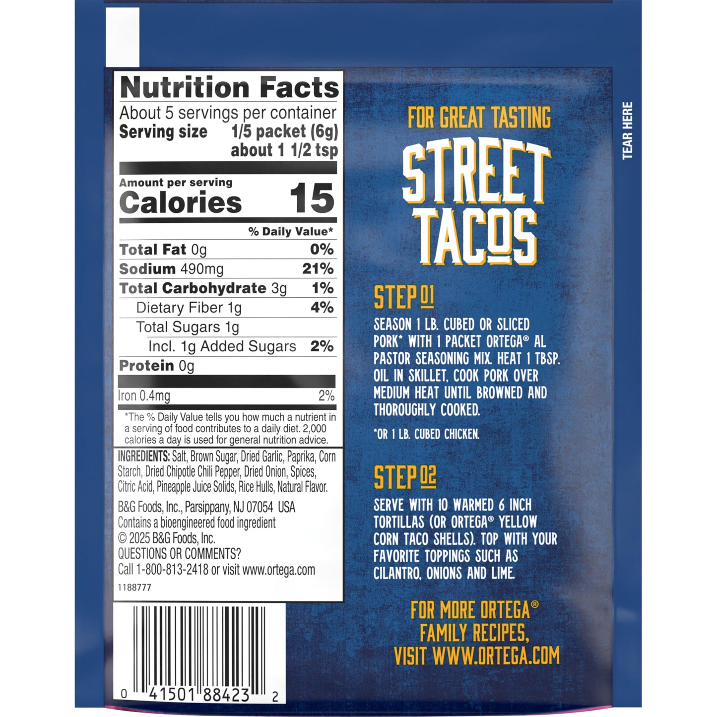 Ortega Street Taco Seasoning Mix, Al Pastor, 1 Ounce, Model 1188423