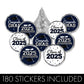 Navy Blue Graduation Party Stickers For Kisses Candy, Chocolate Drops, 2025 Grad Party Favors - 180 Count