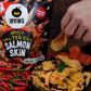 Irvins Hot Boom Spicy Salted Egg Salmon Skin Chips Crisps | Premium Hand Cooked | Halal | High Protein | Keto-Friendly | 3.7 Oz (Pack Of 6)