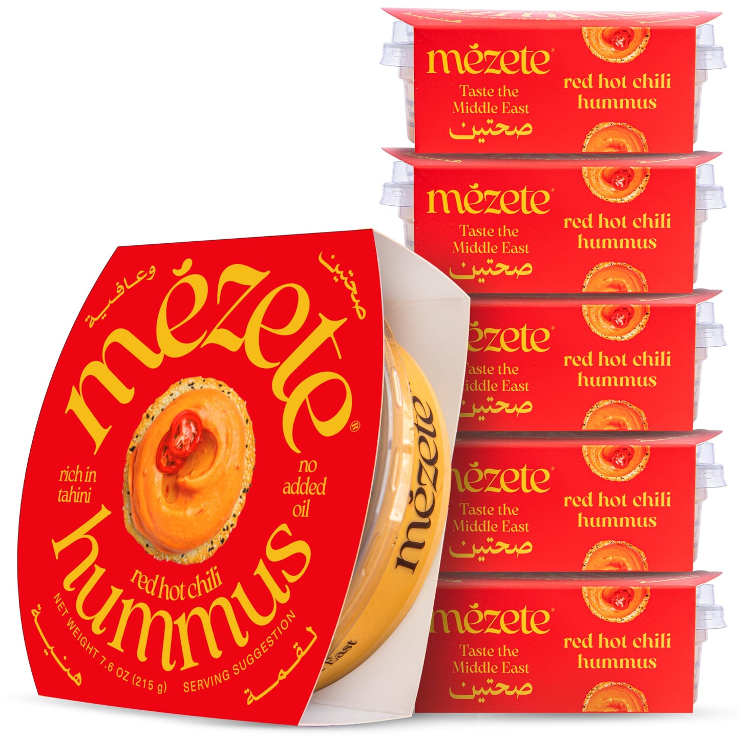 Mezete Red Hot Chili Hummus | Traditional Hummus Recipe | All-Natural Dips and Spreads | Ready to Eat | No Preservatives | Glute