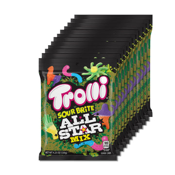 Trolli Sour Brite All Star Mix, Sour Gummy Candy, 4.25 Ounce Bags (Pack Of 12)