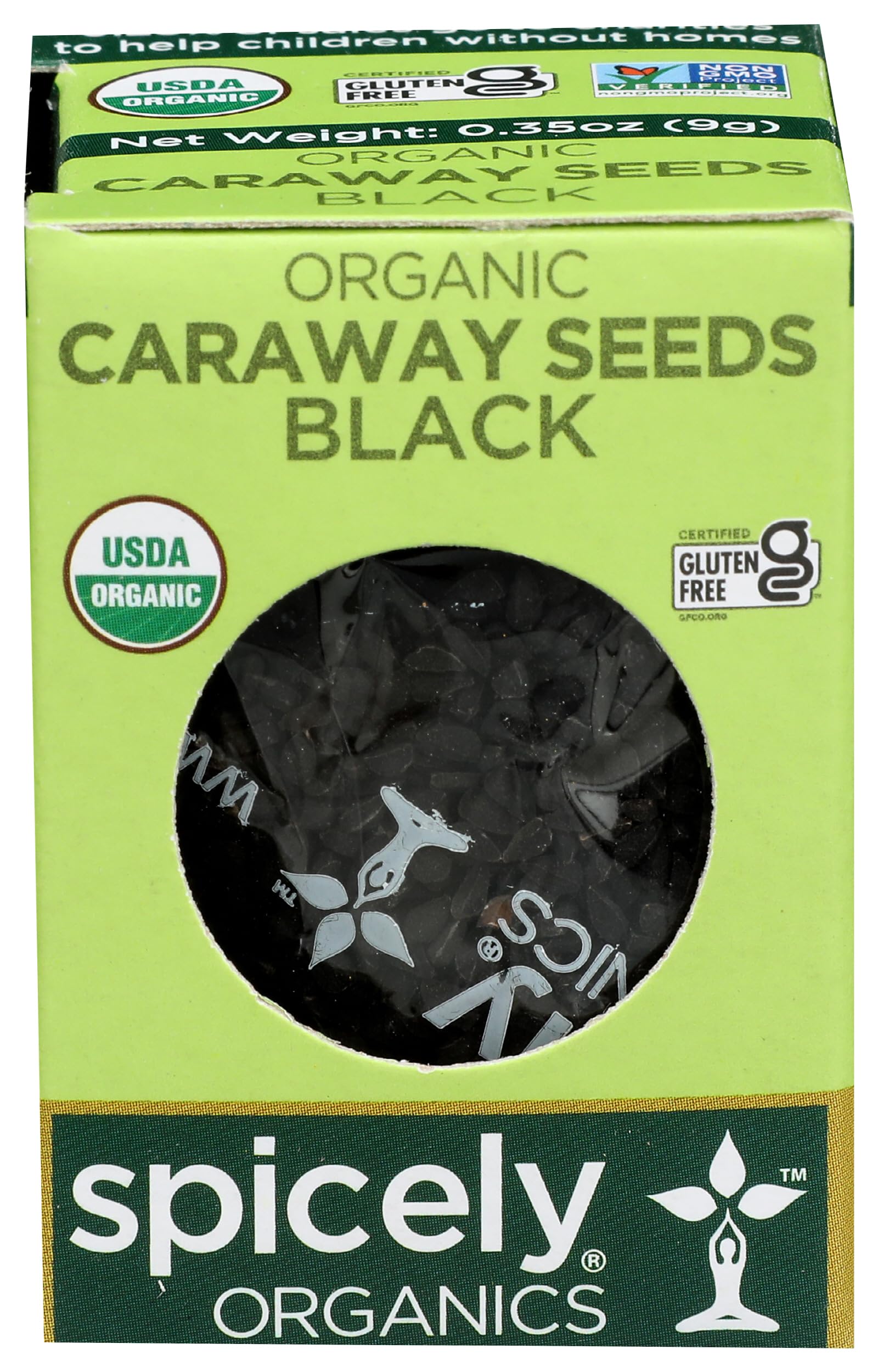 Spicely Organic Caraway Seeds Black (Nigella, Black Cumin) Whole 0.35 Ounce Ecobox Certified Gluten Free