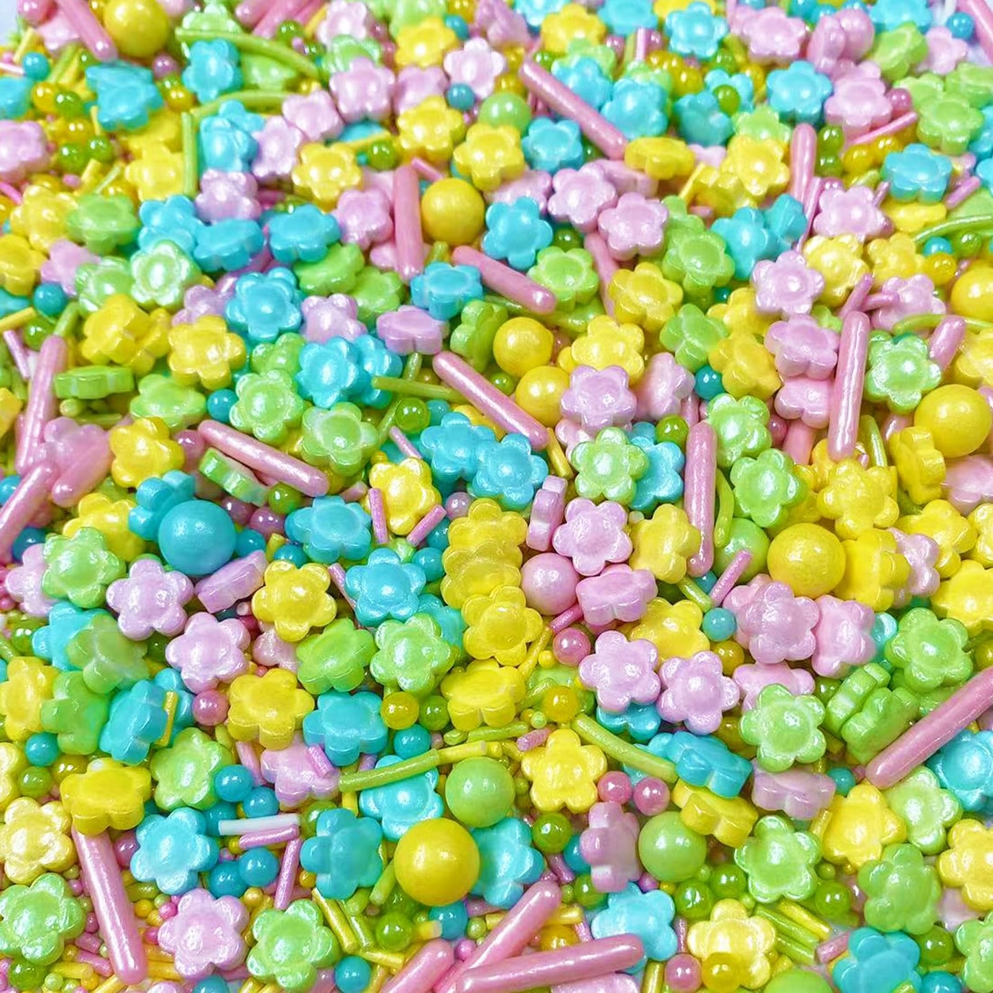 Sentovac Flowers Sprinkles Edible Spring Sprinkles Pink Yellow Blue Green Mix For Cake Decorating Candy Cupcake Cake Topper Cook