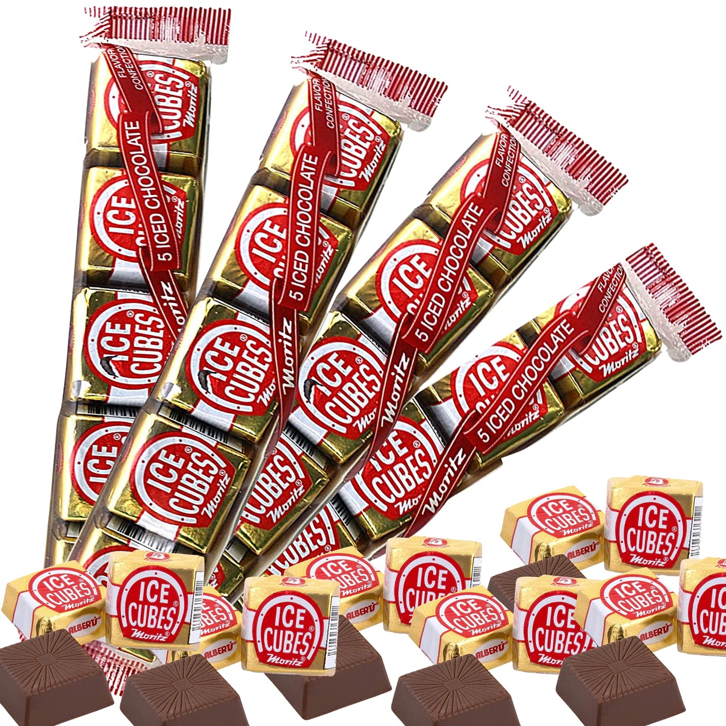 Needzo Milk Foil Chocolate Squares Ice Cube Shaped Chocolates Bundle, Individually Wrapped Holiday Cocoa Treats, Pack of 4, 5 Cu