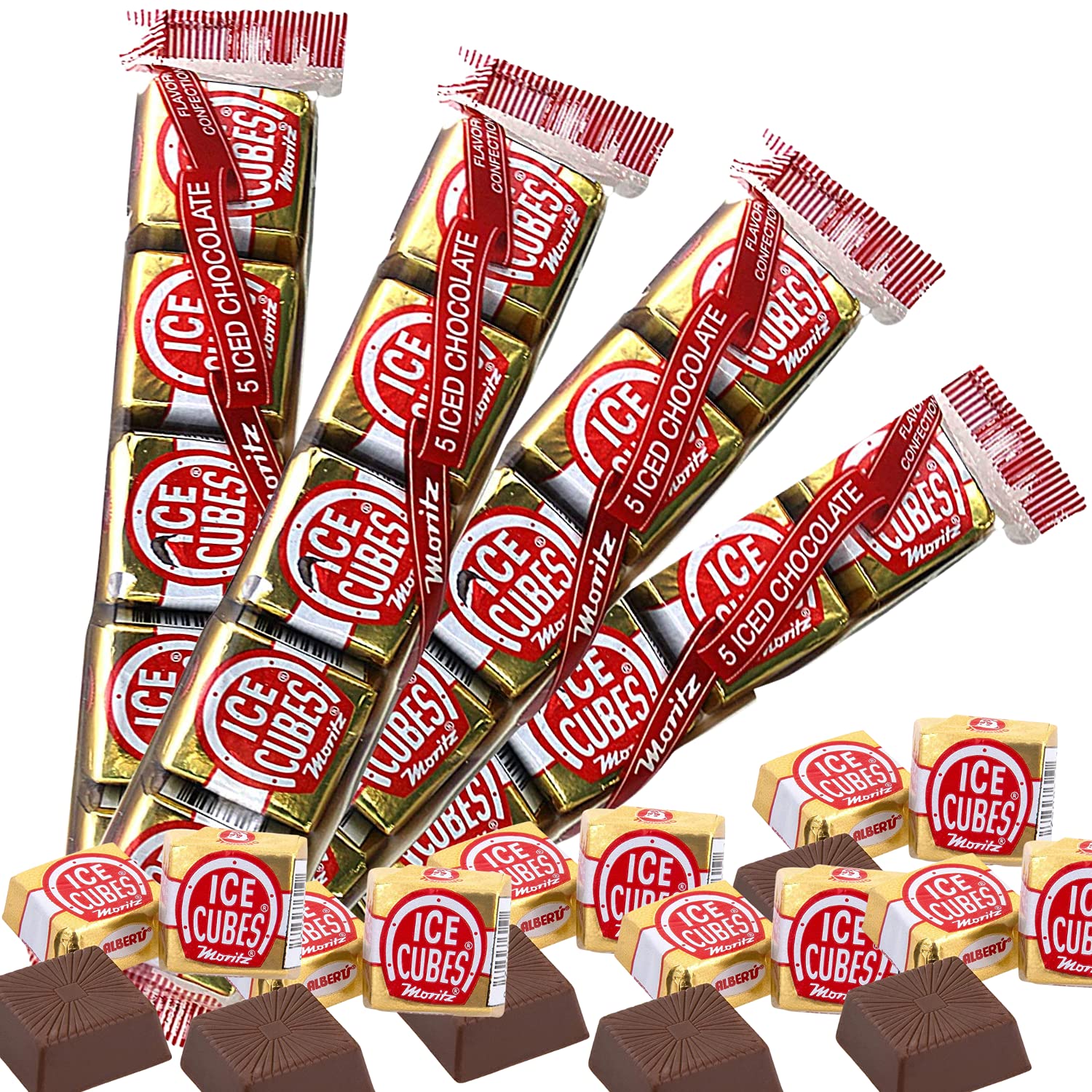 Needzo Milk Foil Chocolate Squares Ice Cube Shaped Chocolates Bundle, Individually Wrapped Holiday Cocoa Treats, Pack of 4, 5 Cu