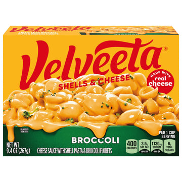 Velveeta Shells & Cheese with Broccoli Florets, 9.4 oz Box, Pack of 1