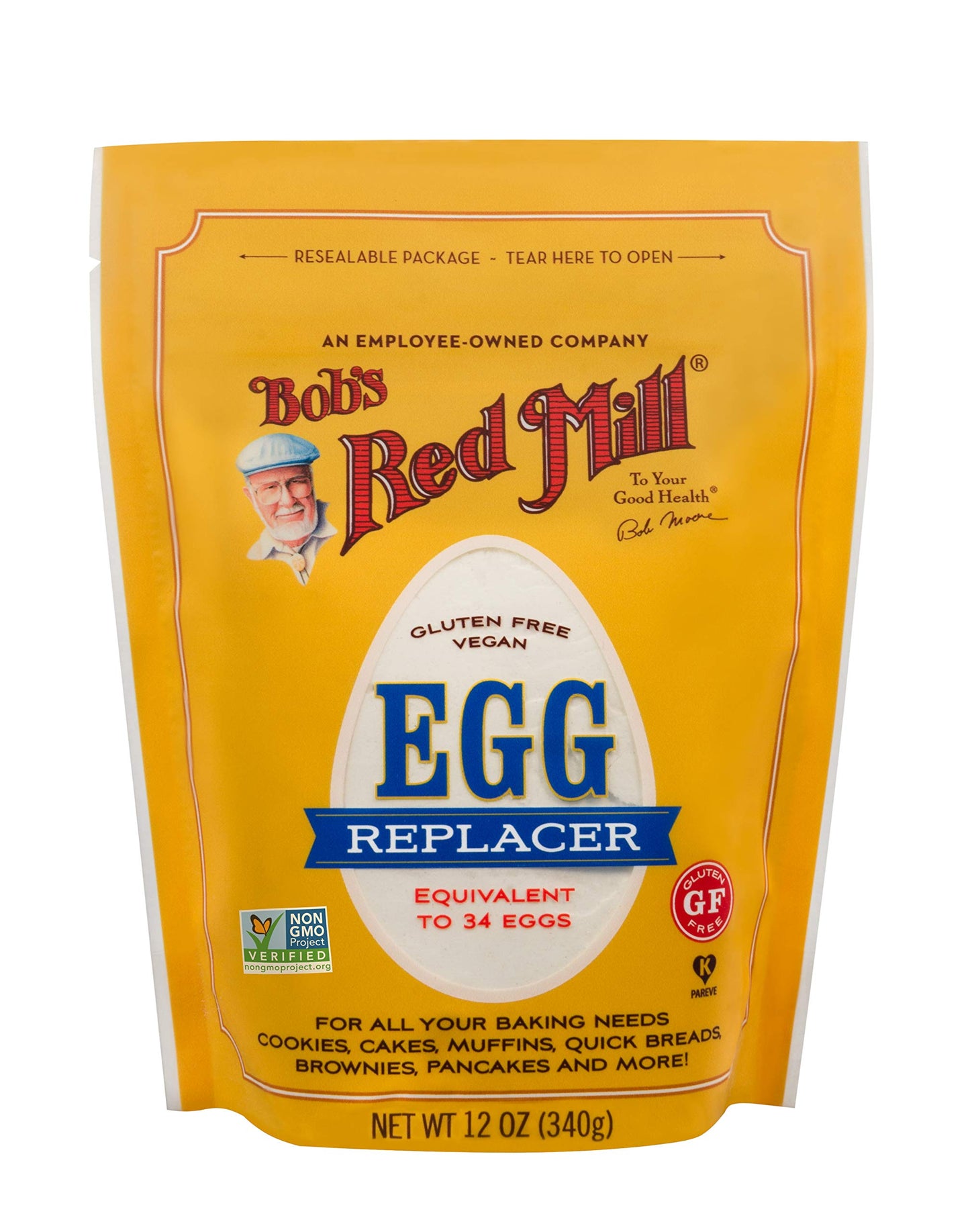 Bobs Red Mill GF Egg Replacer, 12 Ounce Bag (Pack of 5), Equals 34 Eggs/Bag, Gluten Free, Non-GMO, Vegan, Paleo Friendly