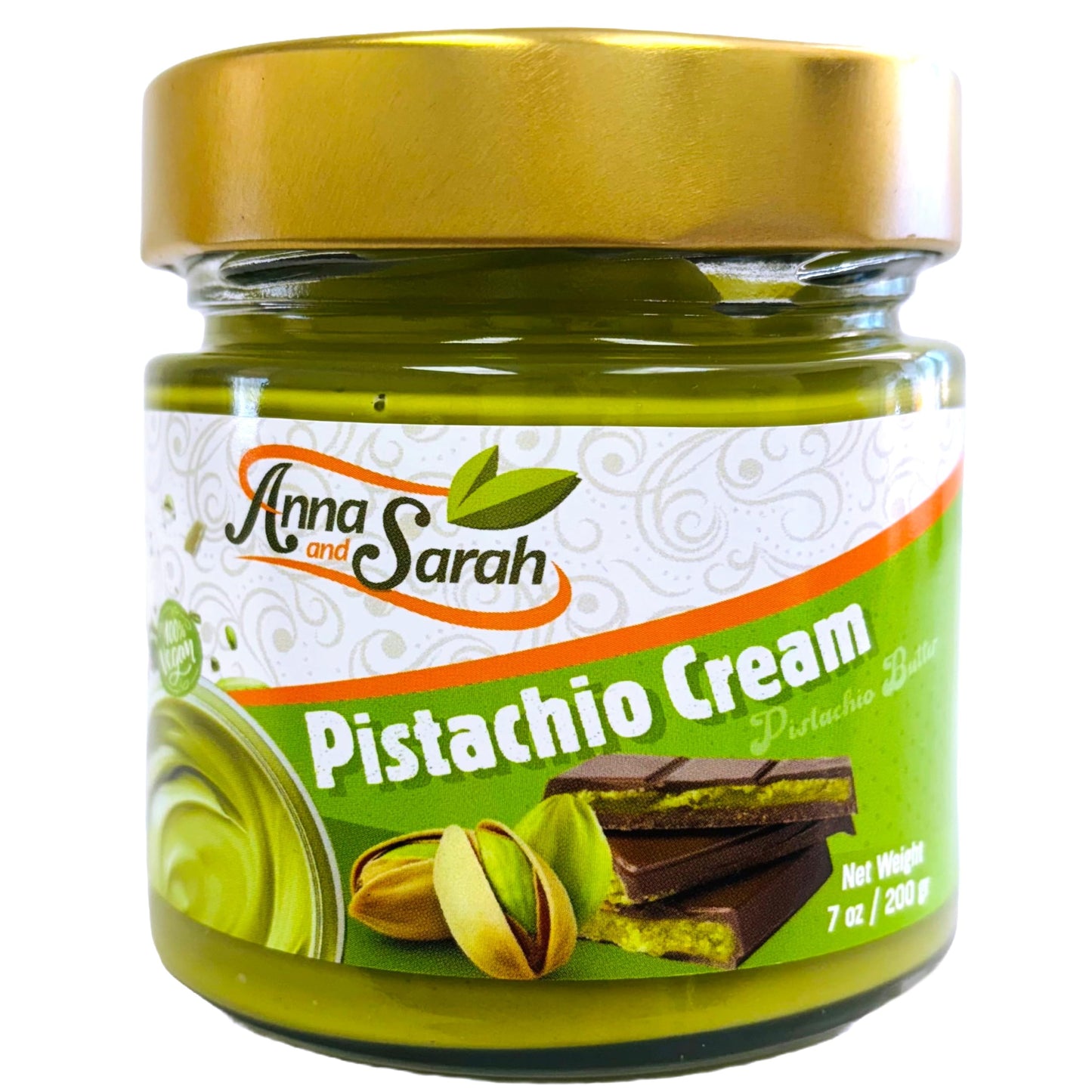Anna and Sarah Pistachio Butter Spreadable Cream, 2 Pack, 7.75 oz Glass Jar, Gluten Free, Halal