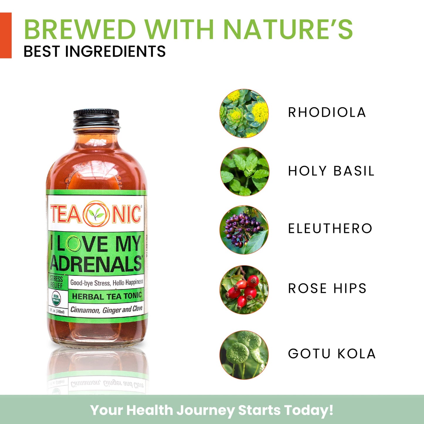 Teaonic I Love My Adrenals Detox Tea Tonic, Herbal Tea, Ginger Tea With Cinnamon And Clove, Usda-Certified, Vegan, Gluten-Free,