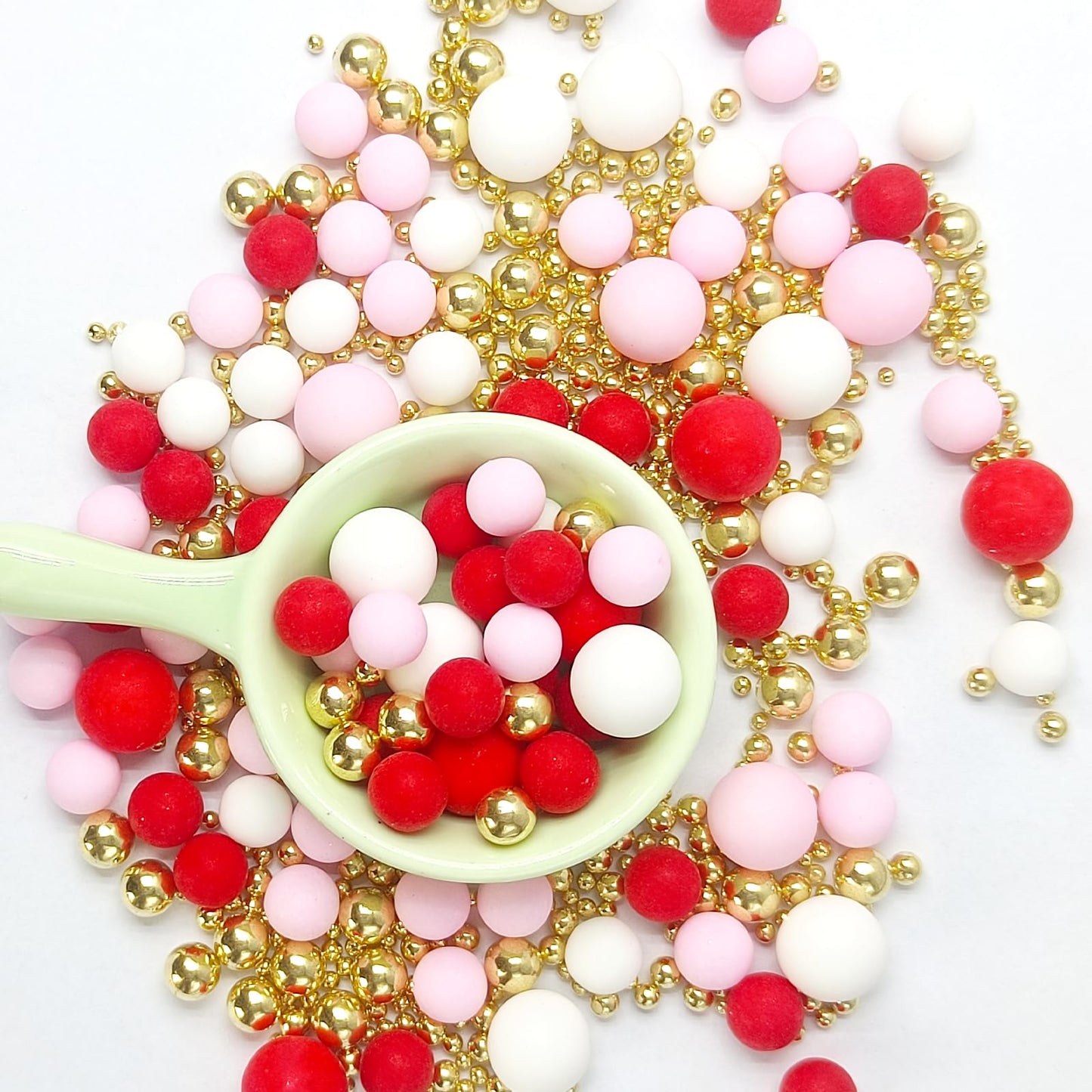 Edible Red Pink White And Gold Pearl Sprinkles 142G/ 5.01Oz Mixed Color Size Pearl Sprinkles For Cake Decorating Candy Baking De