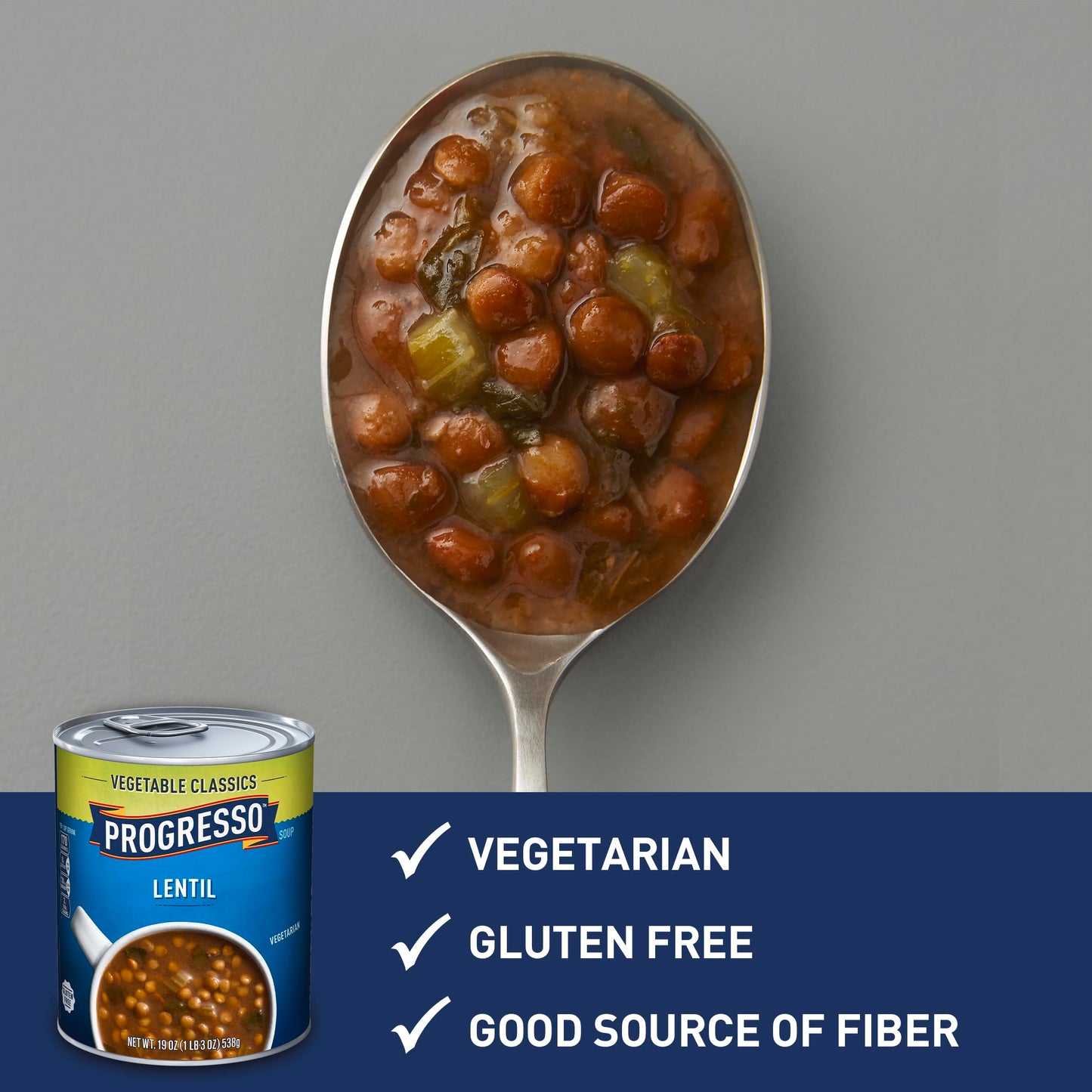 Progresso Lentil Soup, Vegetable Classics Canned Soup, Gluten Free, 19 oz