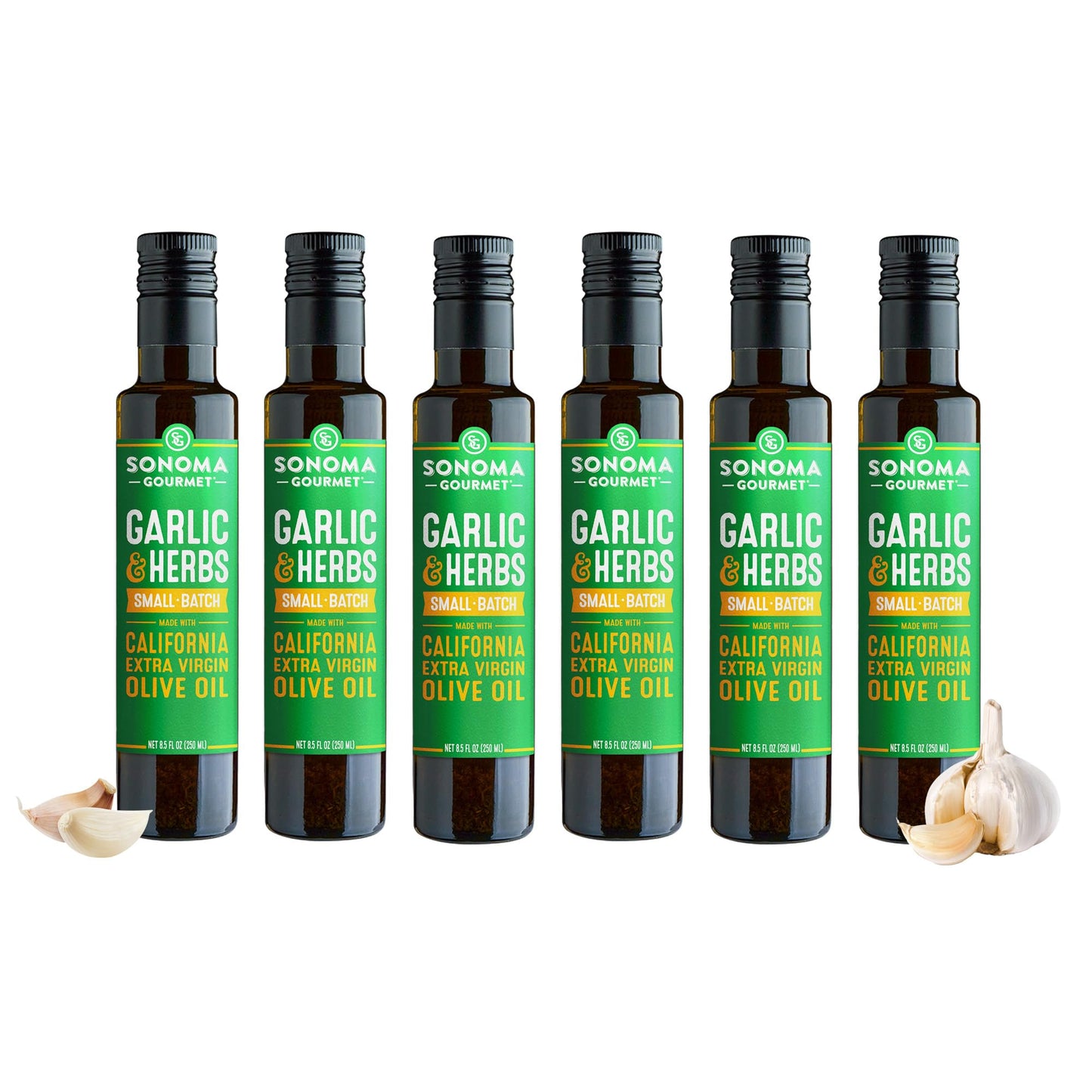 Sonoma Gourmet: Garlic & Herbs Flavored Olive Oil | 100% California Extra Virgin Olive Oil | 8.5 FL OZ (Pack of 6)