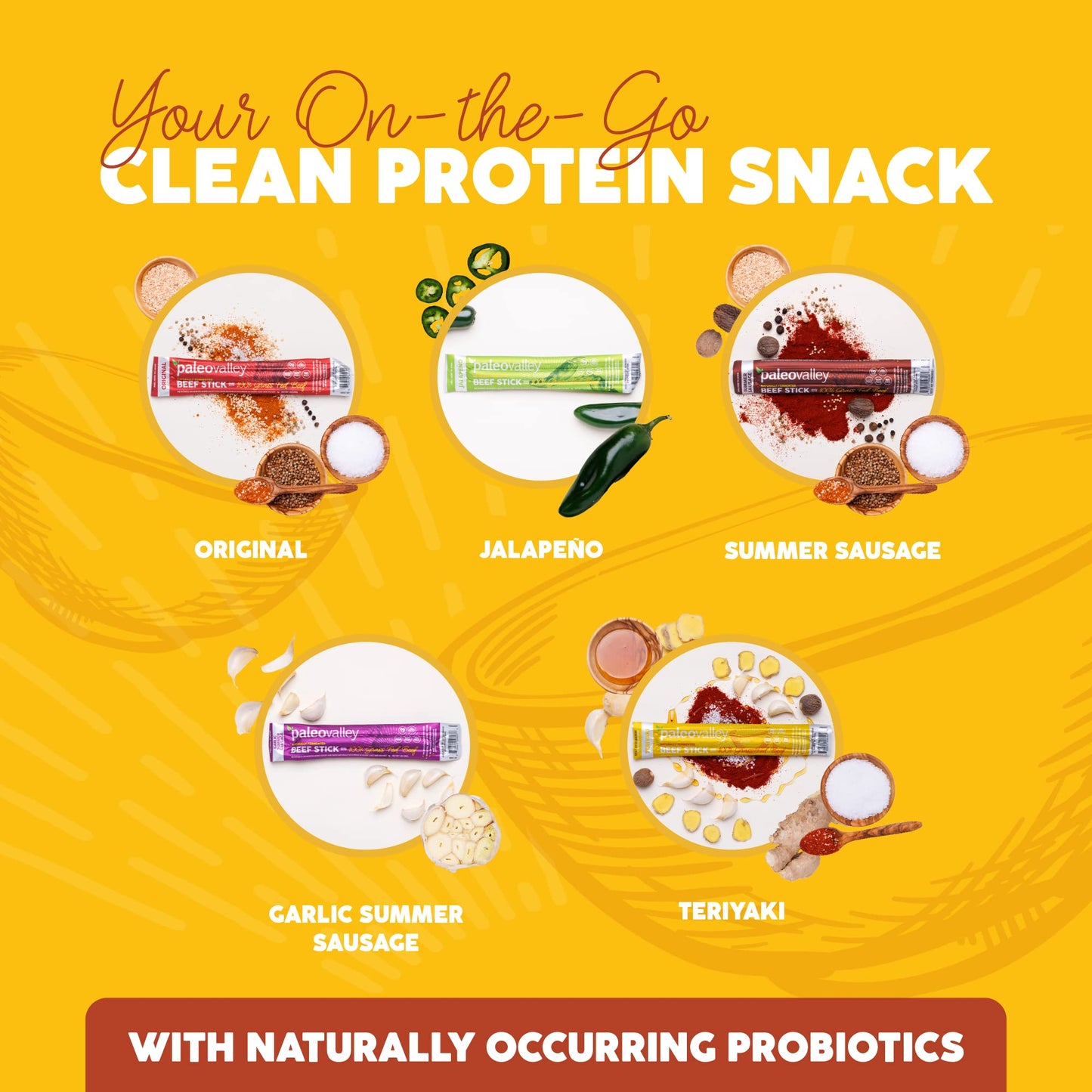 Paleovalley Teriyaki Beef Sticks - Gluten Free, High Protein Snack - 10 Count