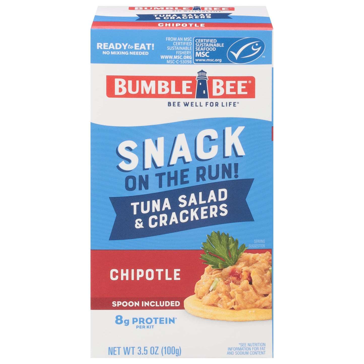 Bumble Bee Chipotle Tuna Salad Snack Kit - 3.5 Ounce - Ready to Eat Protein Pack - 8g Protein - Wild Caught MSC Certified Tuna
