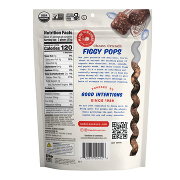 Made In Nature Organic Figgy Pops, Choco Crunch, 4.2 Ounce (Pack of 6) - Unbaked Fruit & Nut Energy Bites, Non-GMO, Gluten Free,