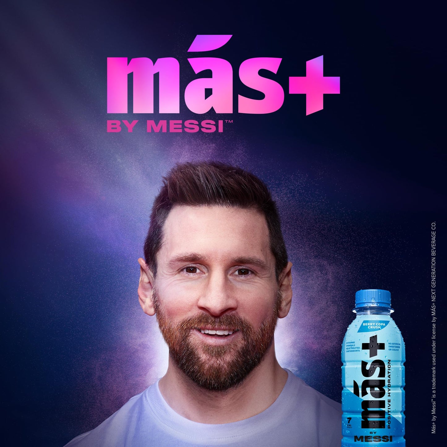 Más+ by Messi Sports Drink, Natural Flavors with Vitamins & Electrolytes, 12 Fl Oz, 12-Pack, No Artificial Sweeteners or Colors