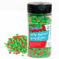 Bakerpan Quins Sprinkles for Cake Decorating, 4 oz, Green/Red Holly Leaf and Berry, Holiday Edible Confetti for Cupcakes and Ice Cream