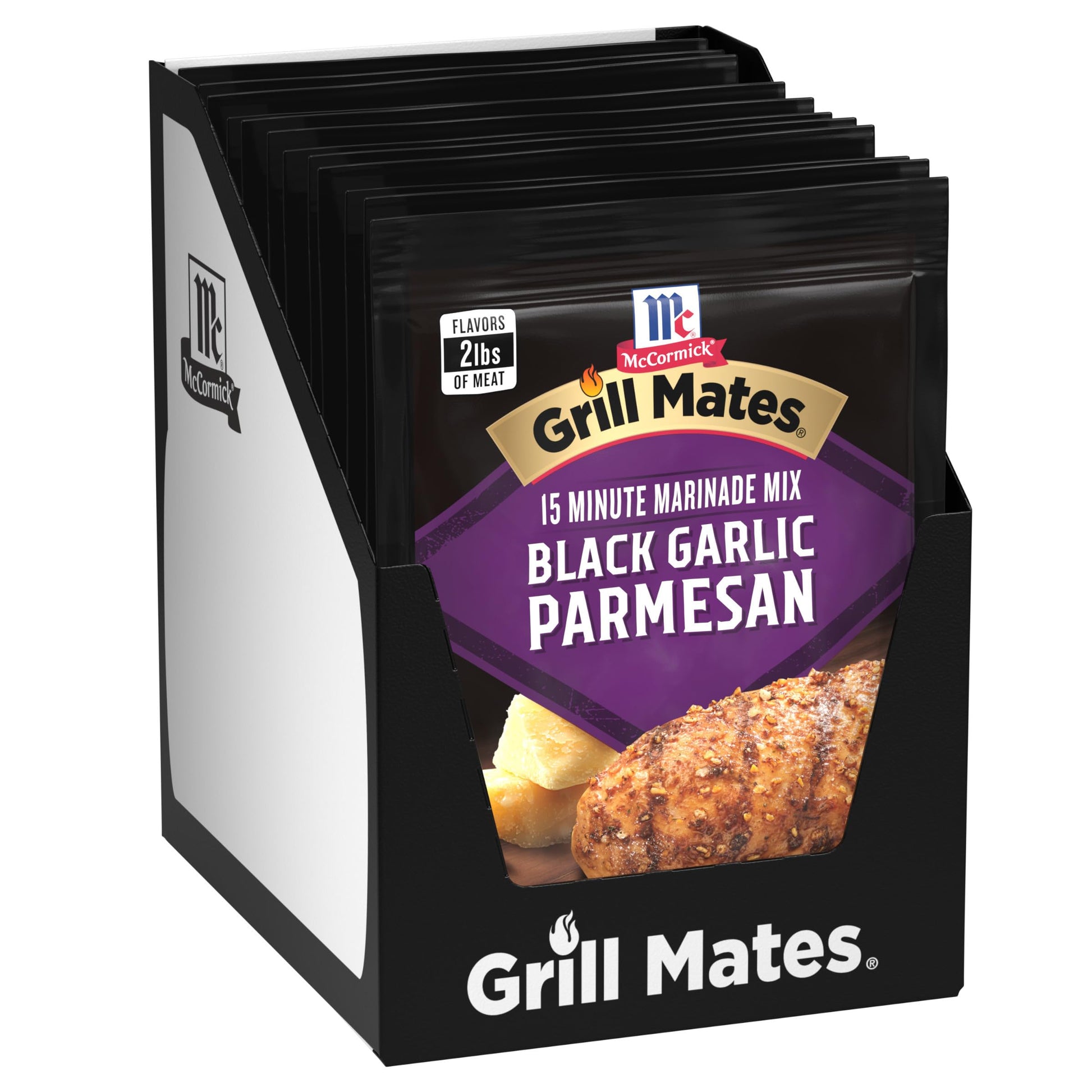 McCormick Grill Mates Black Garlic Parmesan Seasoning Mix, 1 oz (Pack of 12), Brown