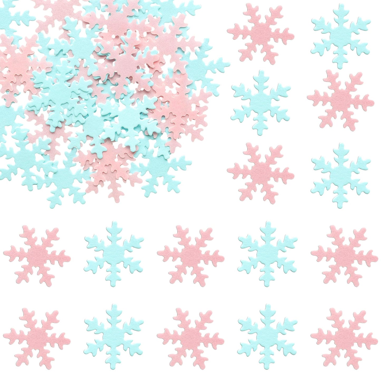 Gyufise Pink Edible Cupcake Toppers, Snowflake Cake Decorations, 1.7 x 1.7, Rice Paper, Christmas Winter Party Supply