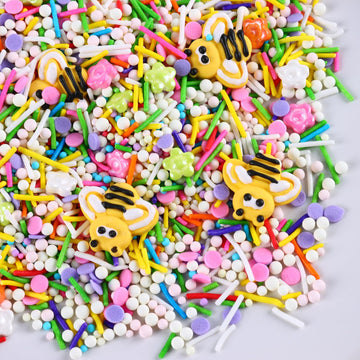 Bees Cake Decorations Edible Flowers Sprinkles for Cake Decorating Colorful Jimmies Nonpareil Pastel Sprinkles for Cookie Spring