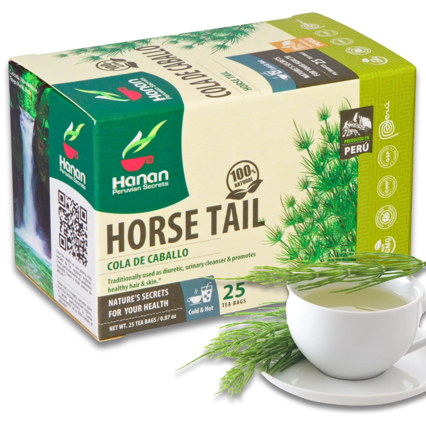 Hanan Horsetail Tea - All-Natural Horse Tail, 25 Teabags, Pack of 1