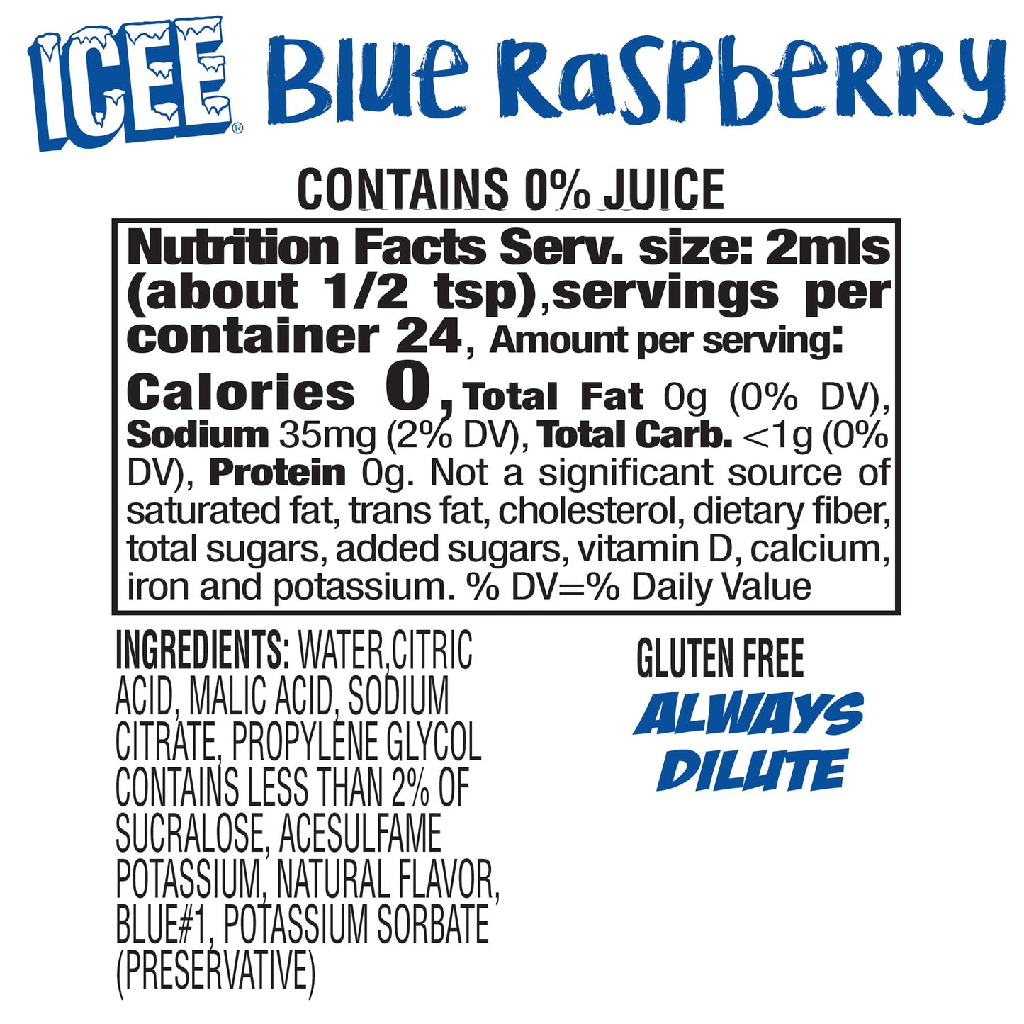 Icee Zero Calorie Liquid Water Enhancer Flavor Drops - 1.62 Fluid Ounces (48 Milliliters) - Pack Of 4 (Original Variety Pack)