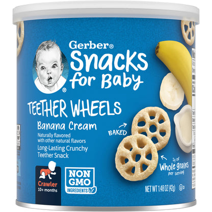 Gerber Snacks for Baby Teether Wheels, Banana Cream, 1.48 Ounce (Pack of 6)