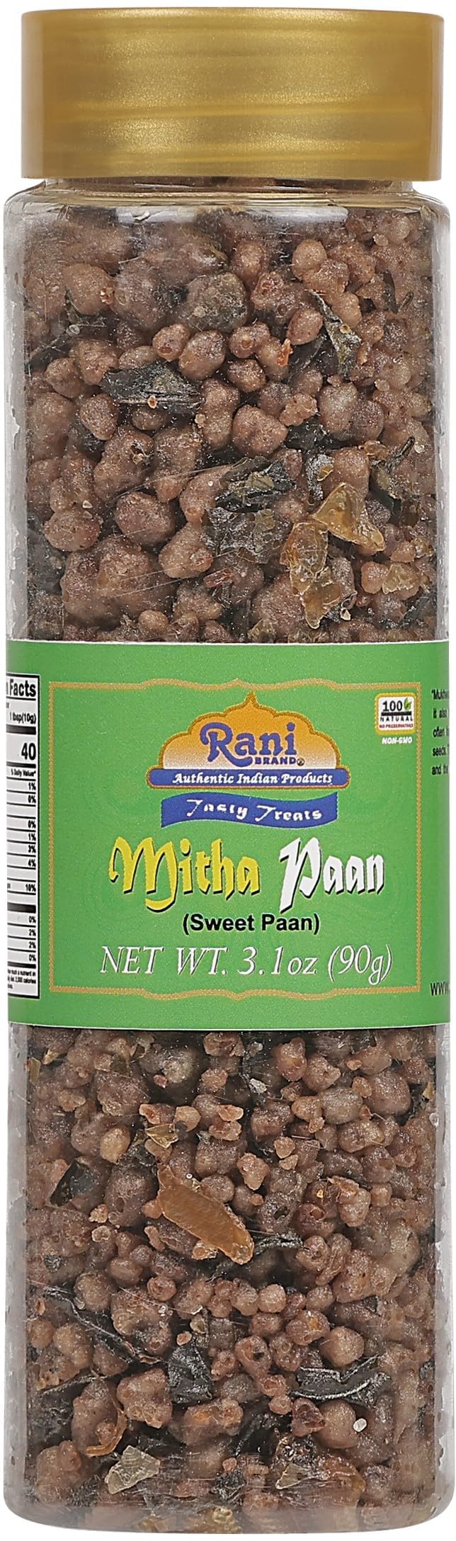 Rani Mitha Paan (Sweet Paan) 3.1oz (90g) PET Jar ~ Indian After Meal Digestive Treat | Vegan | Gluten Friendly | NON-GMO | India