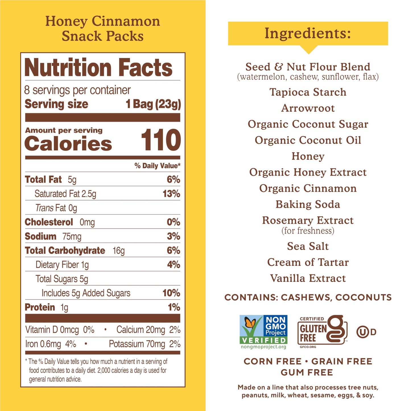 Simple Mills Snack Packs Honey Cinnamon Seed & Nut Flour Sweet Thins, Paleo Friendly & Delicious Sweet Thin Cookies, Good For Snacks, Nutrient Dense, 8 Pack (6.5 Oz Pack Of 1)