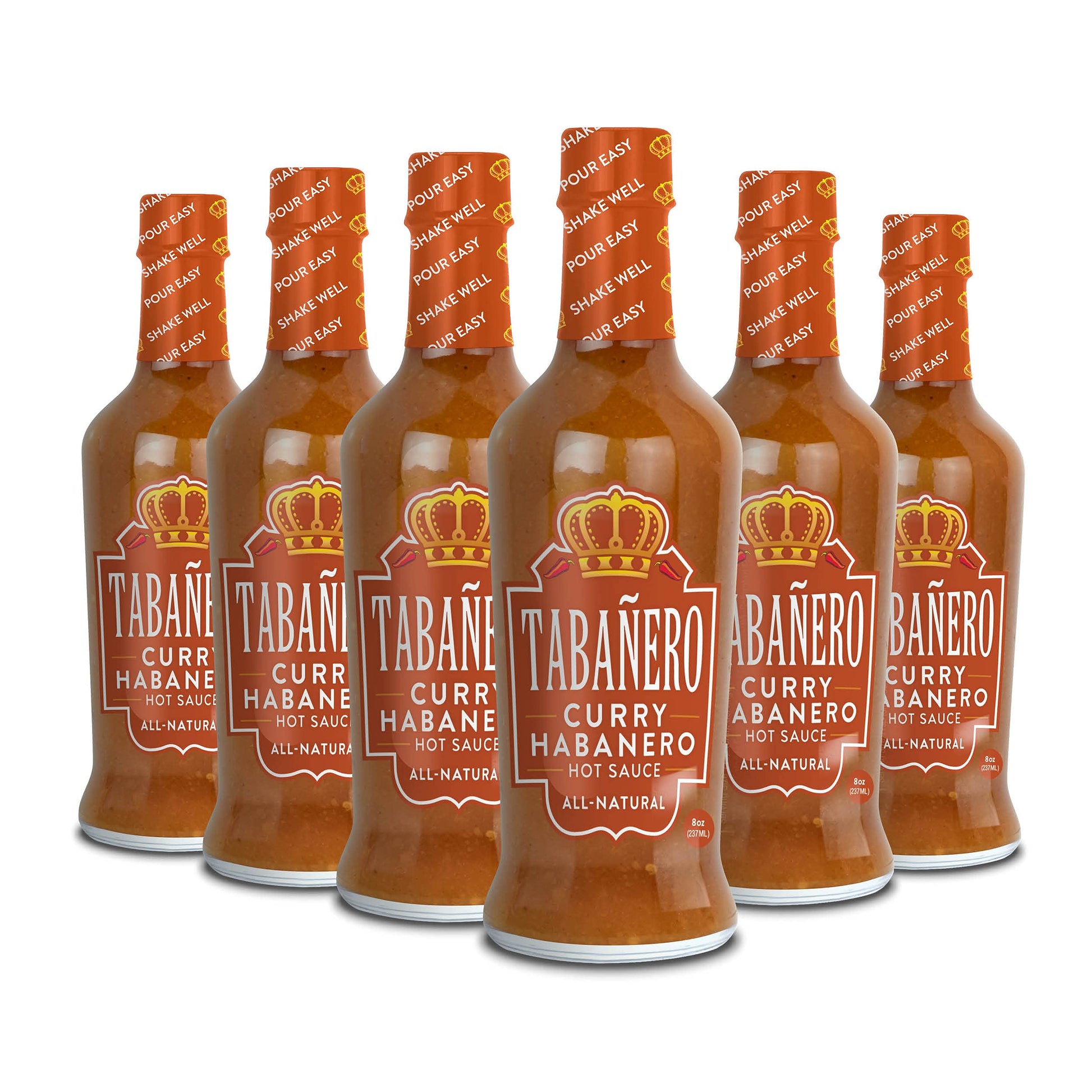 Curry Habanero Hot Sauce By Taba   Ero, All Natural, Gluten Free, Low Sodium, Vegan, Kosher, Made In The Usa, 6-Pack, 8 Oz. Hot