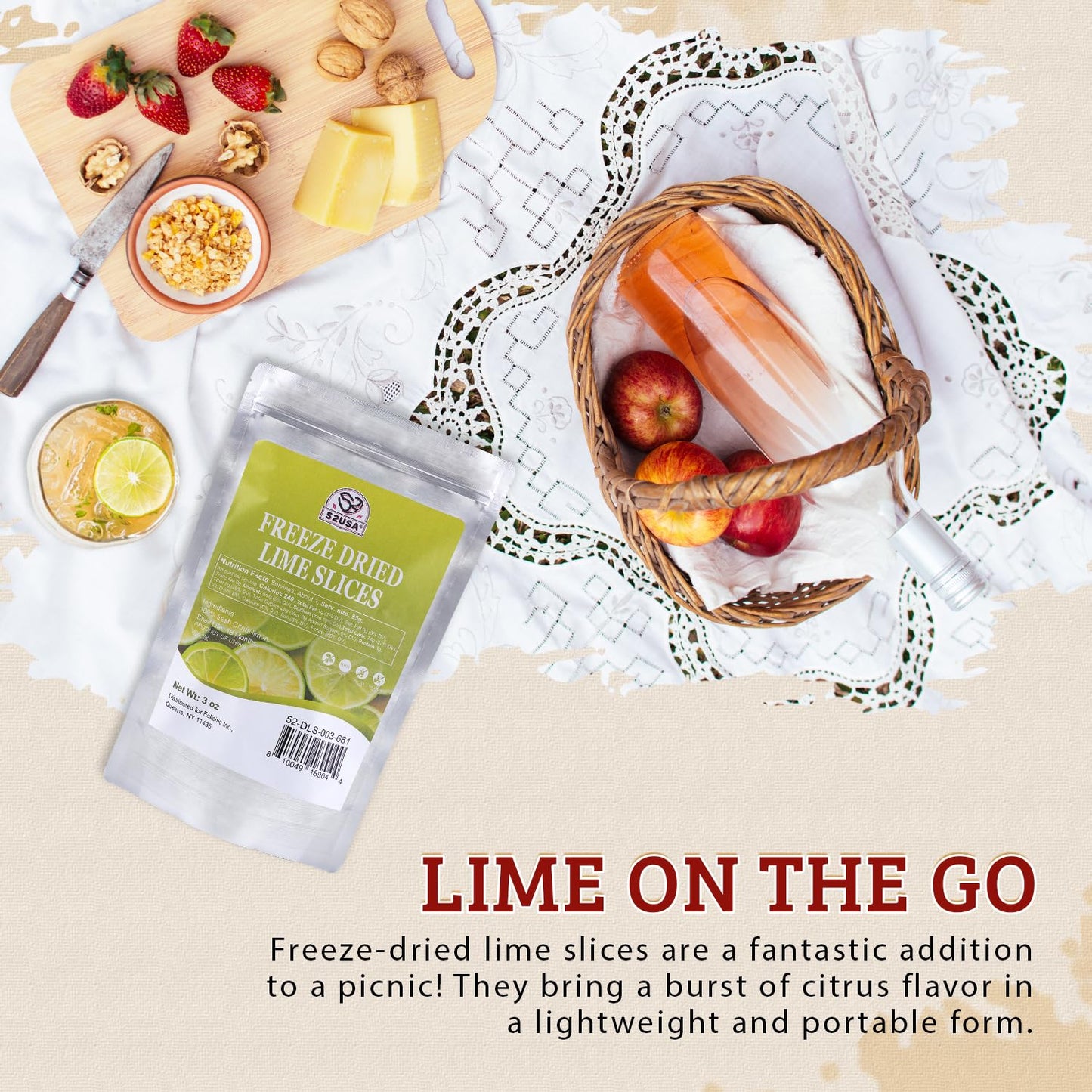 52Usa Freeze Dried Lime – 3Oz – Naturally Preserved, Intense Flavor, Perfect For Cooking, Drinks, And Snacks – No Added Sugar Or Preservatives