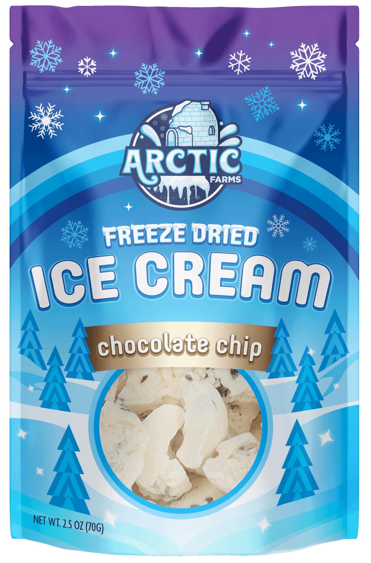 Arctic Farms Freeze Dried Ice Cream Bits Bagged And Boxed - Does Not Melt (Chocolate Chip, 2.5Oz)