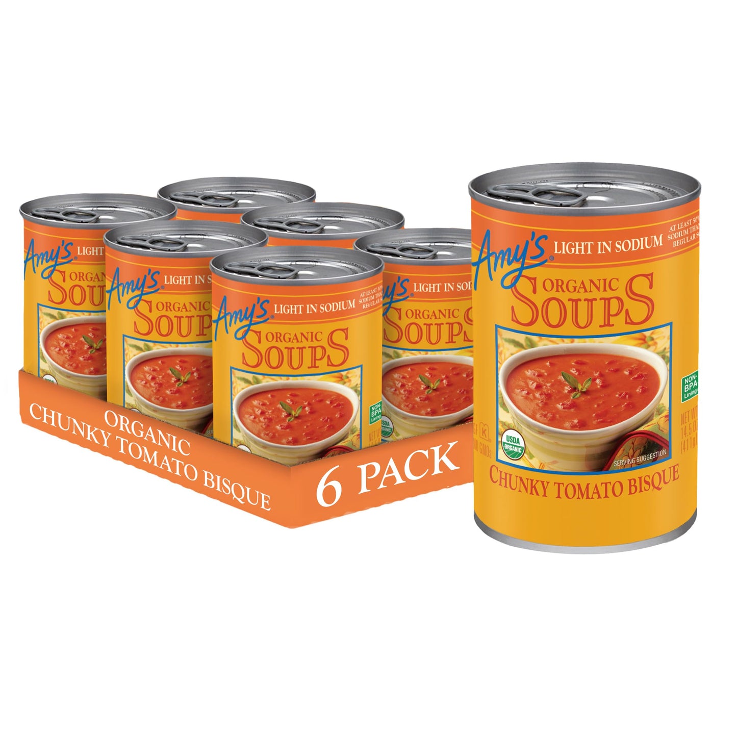 Amys Chunky Tomato Bisque Soup, 14.5 oz (Pack of 6) - Vegetarian, No Preservatives