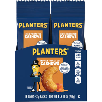 Planters Honey Roasted & Salted Cashews, 1.5 Ounce (Pack of 18)