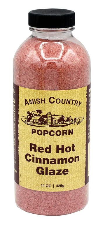 Amish Country Popcorn | Red Hot Cinnamon Glaze - 14 Oz | Old Fashioned, Non-Gmo And Gluten Free