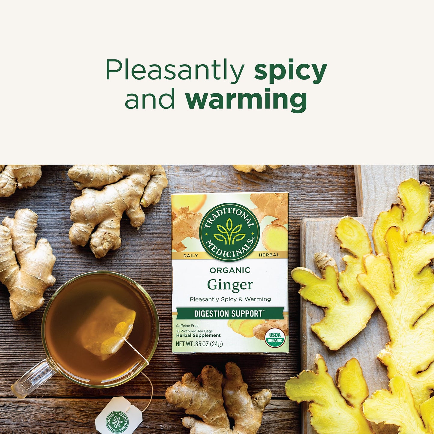 Traditional Medicinals Organic Ginger Tea, 96 Bags (6 Pack), Pleasantly Spicy & Warming, 0.85 Ounce