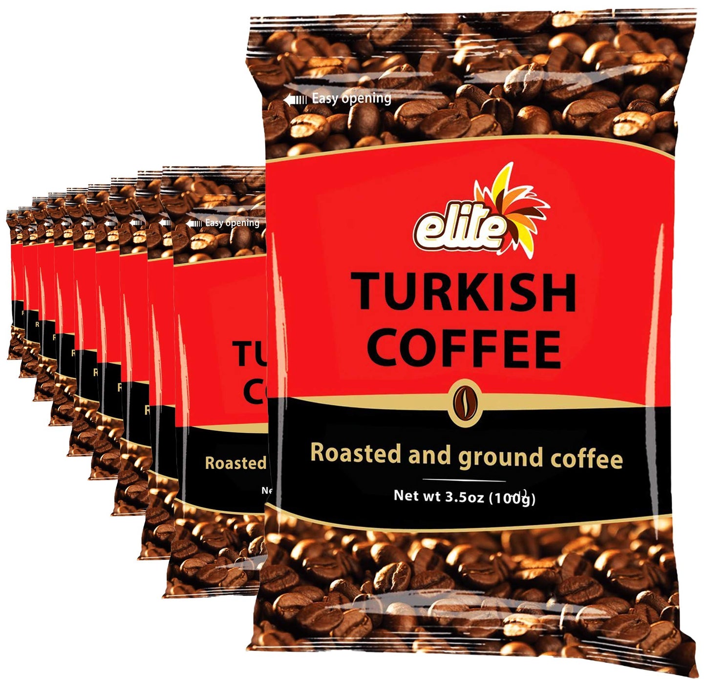 Elite Turkish Ground Roasted Coffee Bag, 3.5000-Ounces (Pack Of 10)