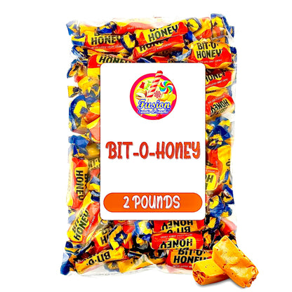 Bit O Honey Candy - 2 LB Bulk Bag - Individually Wrapped Retro Candy - Real Honey And Almond Taffy