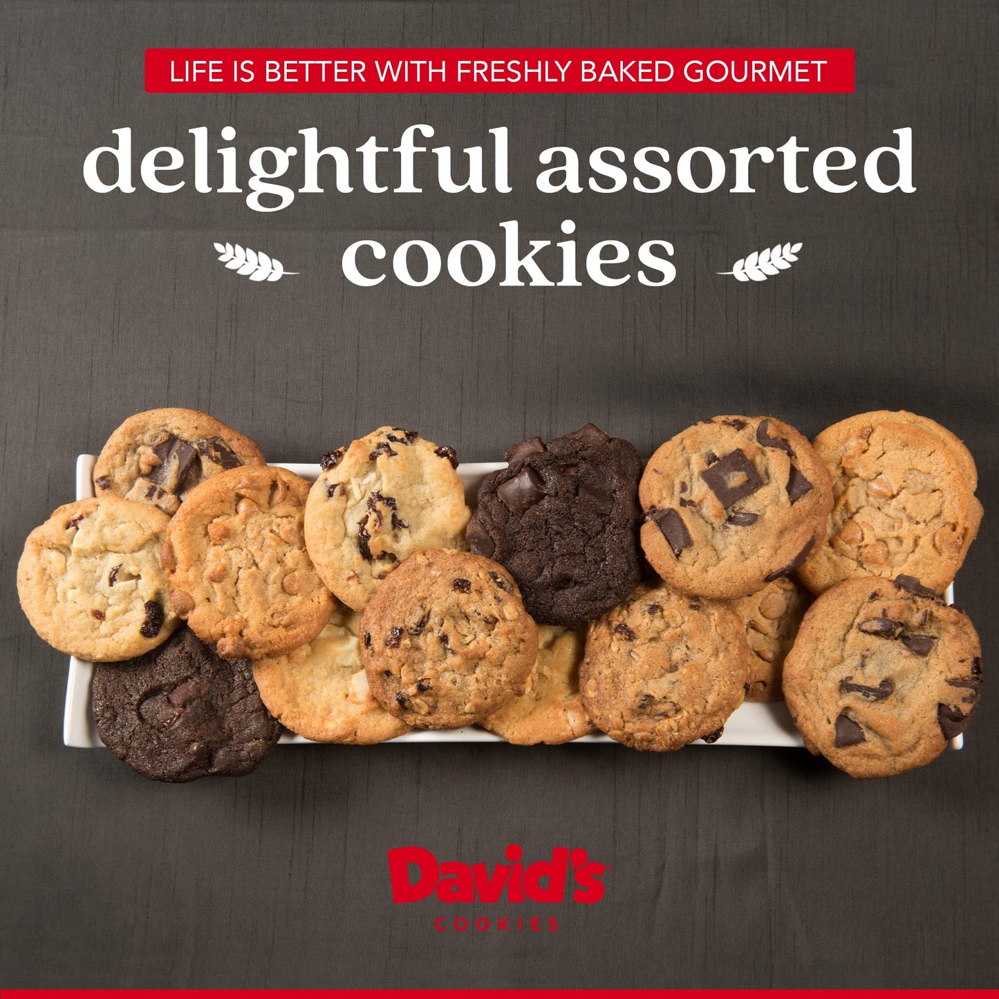 David'S Cookies Assorted Cookies In Carton Pack | Delicious Homemade Treats, Freshly-Baked Gourmet Food Cookie Gift Snacks - Gre