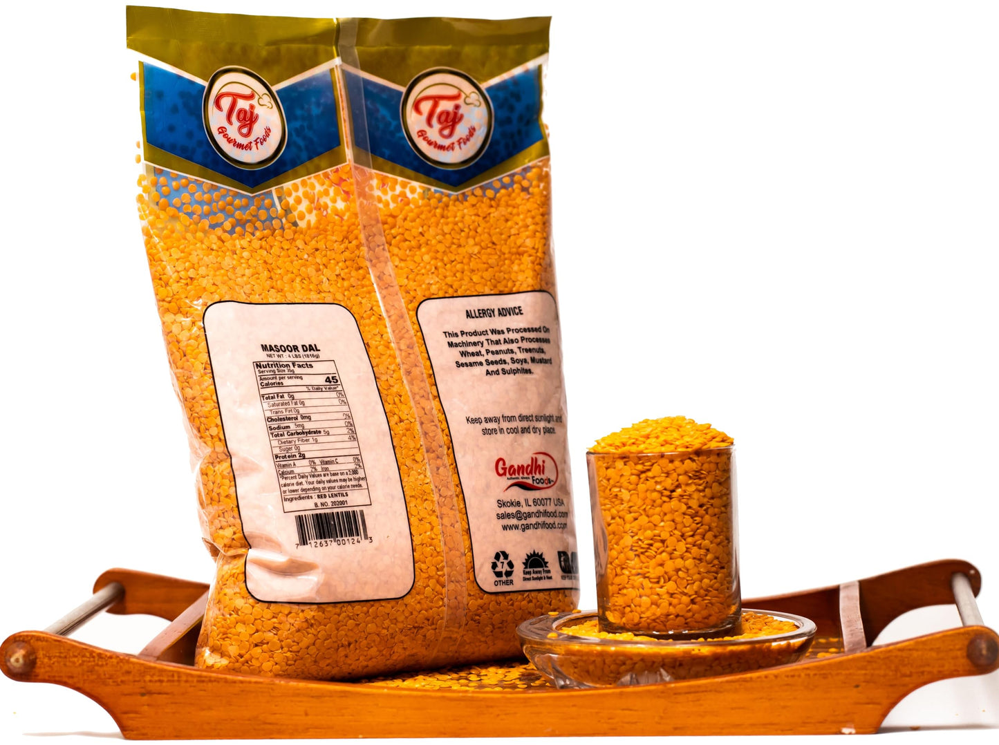 Taj Premium Indian Masoor Dal, Red Lentils (2-Pounds)